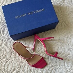 STUART WEITZMAN Aleena Patent Pink Stiletto Sandals